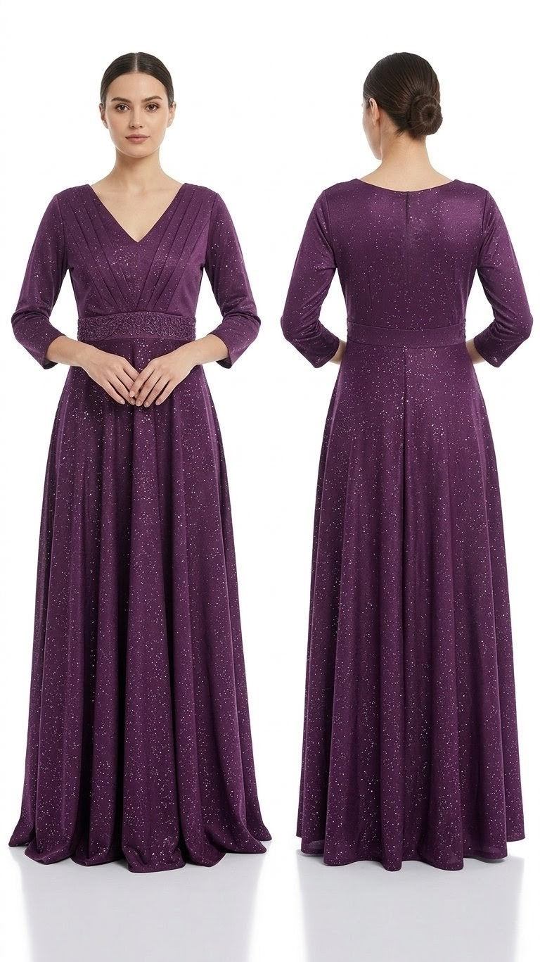 Long Sleeve Deep Purple Gown