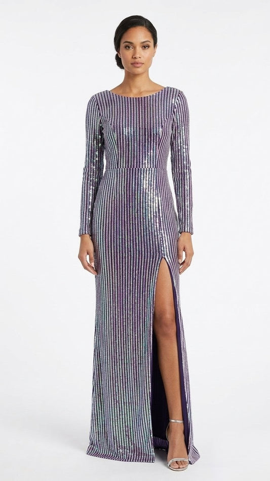 Blueish Purple Slit Dress