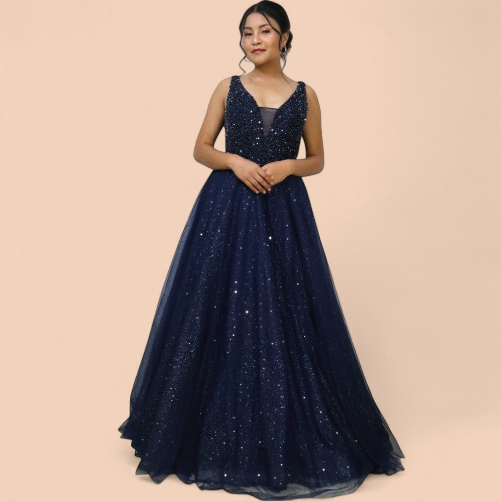 Maroon Gown With Detachable Cape