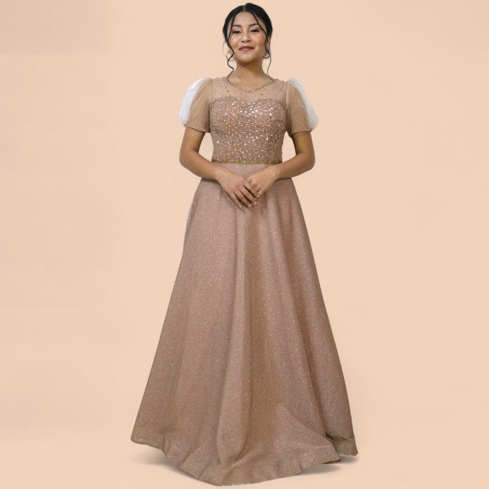 Ash Pink Short Sleeve Gown