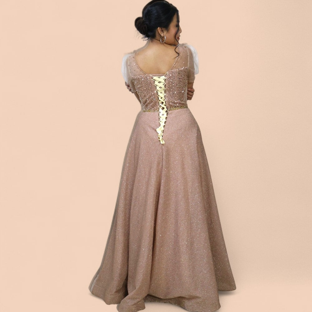 Ash Pink Short Sleeve Gown