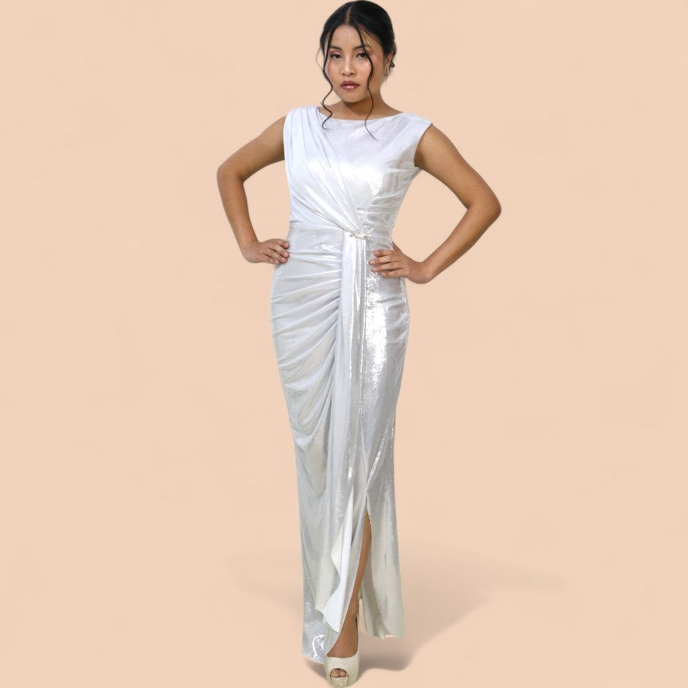 Rosegold Shimmer Draped Gown