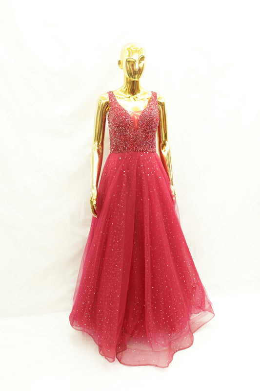 Premium cherry Red Ballgown