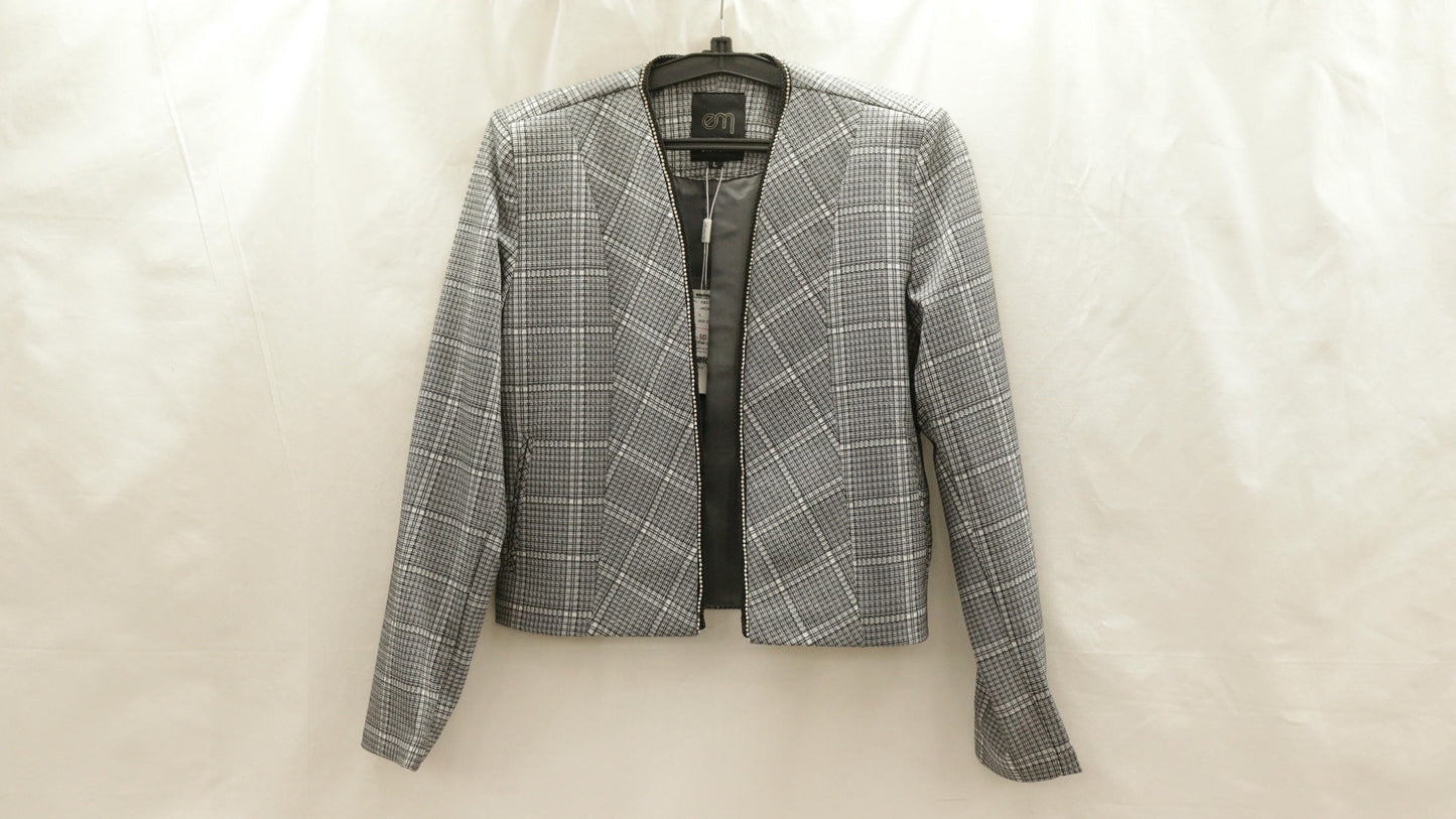 Crop black white formal coat