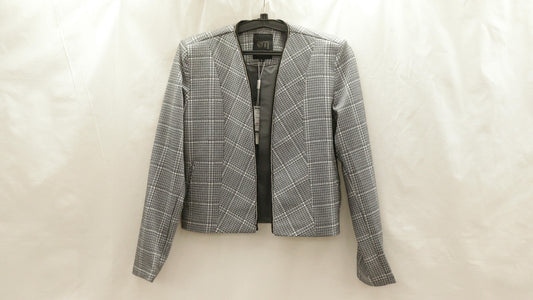 Crop black white formal coat