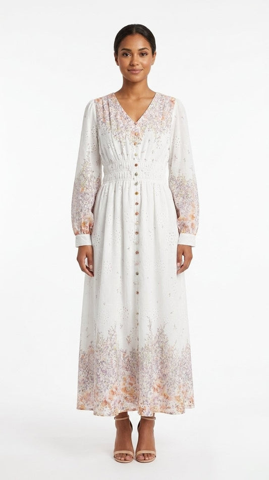 Floral Buttoned Maxi Dress