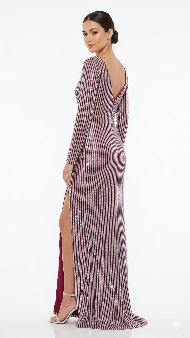 Pinkish-Burgundy Dress With High Slit
